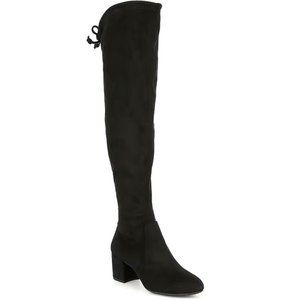GIANNI BINI Trillia Suede Like Over-the-Knee Block Heel Boots, New, Black 6